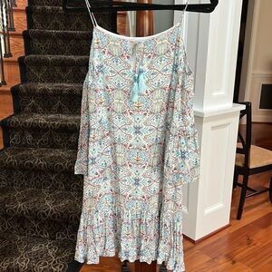 Cooper and Ella midi cold shoulder floral dress
